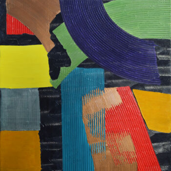 Pittura intitolato "Diagonale en cuivre" da Ayel, Opera d'arte originale, Acrilico