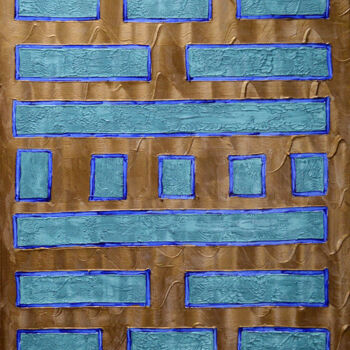 Malarstwo zatytułowany „Plaquettes turquoise” autorstwa Ayel, Oryginalna praca, Akryl Zamontowany na Drewniana rama noszy
