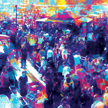 Digitale Kunst mit dem Titel "Colorful Crowd" von Ayhan Çeli̇K, Original-Kunstwerk, Digitale Malerei