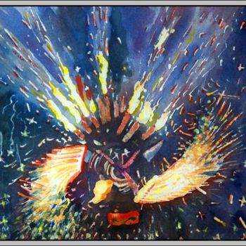 Malerei mit dem Titel "Toro de Fuego" von Aymeric Noa Artiste Peintre, Original-Kunstwerk, Öl