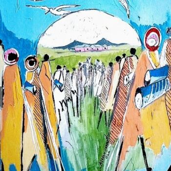 Peinture intitulée "Two groups" par Ayogu Joseph Nnabuike, Œuvre d'art originale, Acrylique