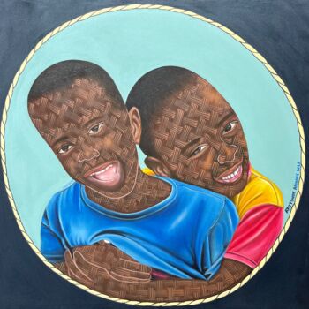 Schilderij getiteld "Golden bond (ii)" door Ayotunde Ayomide, Origineel Kunstwerk, Acryl