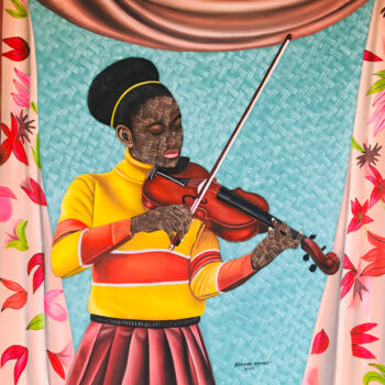 Malarstwo zatytułowany „Girl with violin” autorstwa Ayotunde Ayomide, Oryginalna praca, Akryl