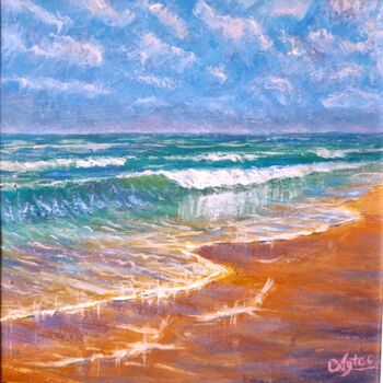 Malarstwo zatytułowany „waves on the beach” autorstwa Aytaç Dutki̇N, Oryginalna praca, Akryl