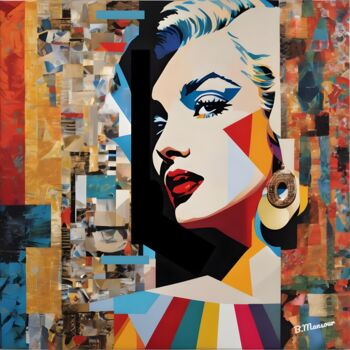 Arte digital titulada "Abstract woman face…" por B.Mansour, Obra de arte original, Trabajo Digital 2D