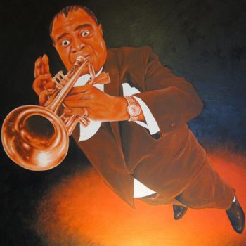 「Louis Armstrong」というタイトルの絵画 B Noelによって, オリジナルのアートワーク, アクリル