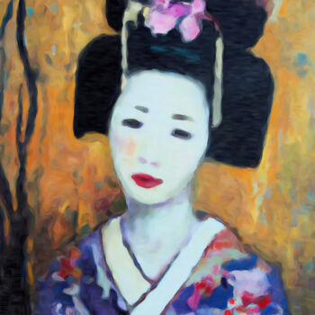 Artes digitais intitulada "Japanese Geiko girl…" por Bachir Reddioui, Obras de arte originais, Pintura digital