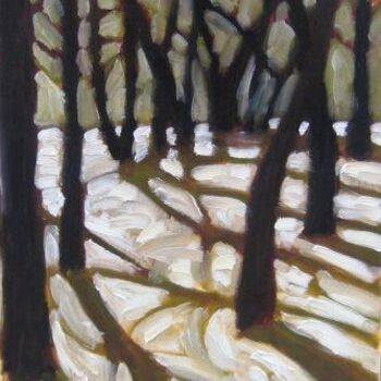Malarstwo zatytułowany „Snow in the woods” autorstwa Bahram Berj Kafai, Oryginalna praca, Olej Zamontowany na Drewniana rama…