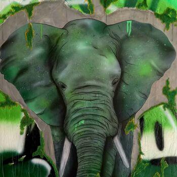 Painting titled "Green wall" by Baiz Bass, Original Artwork, Acrylic Mounted on Wood Stretcher frame