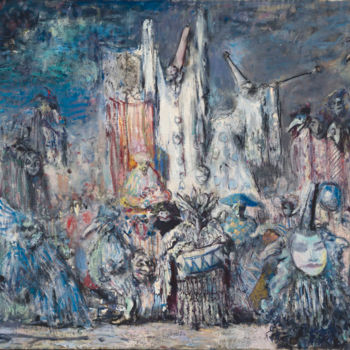 Schilderij getiteld "Carnival in Venice" door Sergey Bakin, Origineel Kunstwerk, Olie