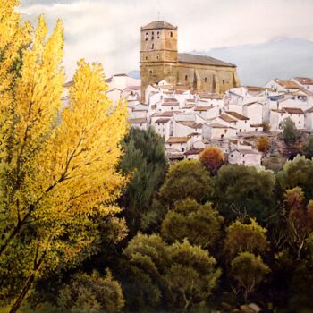 Pintura titulada "Otoño en Alhama de…" por Balderas, Obra de arte original, Acuarela Montado en Cartulina