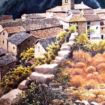 Pintura intitulada ""Boltaña"" por Balderas, Obras de arte originais, Aquarela