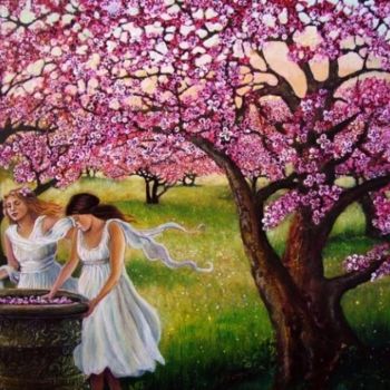 Painting titled "Spring Nymphs" by Emily Balivet, Original Artwork, Oil