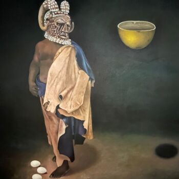 Painting titled "TALLE THE MASQUERADE" by Bamazi Talle, Original Artwork, Oil Mounted on Wood Stretcher frame
