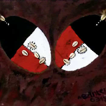 Painting titled "Masque Kabye peintu…" by Bantema, Original Artwork, Acrylic