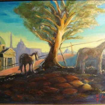 Painting titled "Tramonto sul pincio" by Andrea Palermo, Original Artwork, Oil