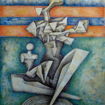 Peinture intitulée "Madre 2" par Orazio Barbagallo, Œuvre d'art originale, Aquarelle