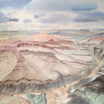 Painting titled "Grand Canyon (depui…" by Barbara B., Original Artwork, Watercolor Mounted on Cardboard