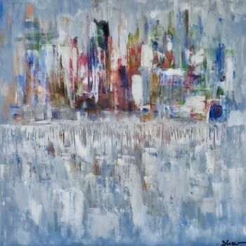 Schilderij getiteld "Bright Manhattan" door Barbara Kizer, Origineel Kunstwerk, Acryl