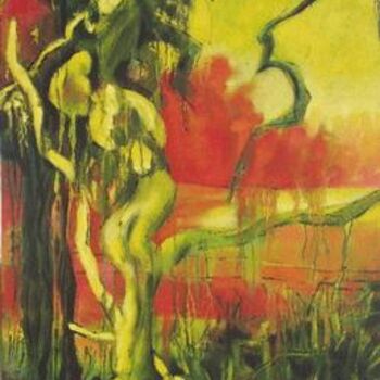 Painting titled "L'arbre du péché" by Barbara Piatti, Original Artwork, Oil