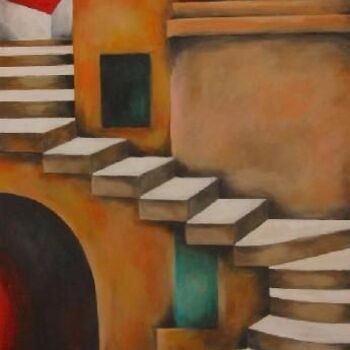 Painting titled "La cour" by Barbara Skuratowicz Jakubiec, Original Artwork