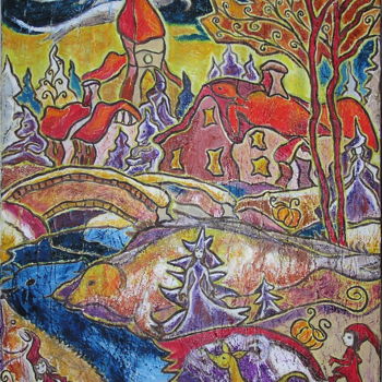 Pintura titulada "sans titre" por Barbara Watel, Obra de arte original, Oleo Montado en Bastidor de camilla de madera