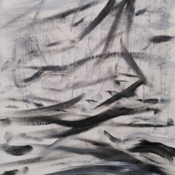 Malerei mit dem Titel "Abstraction en noir…" von Barbour, Original-Kunstwerk, Öl