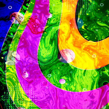Arte digital titulada "Technicolor Fluidity" por Barry Farley Visual Arts, Obra de arte original, Pintura Digital Montado en…