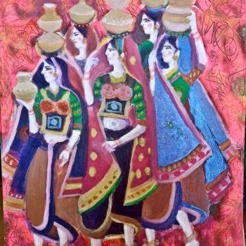 Malerei mit dem Titel "group 5" von Nalini Shanthi Cook, Original-Kunstwerk, Acryl