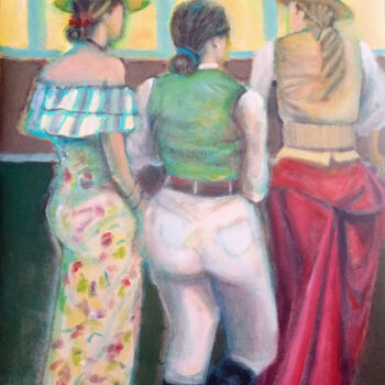 Peinture intitulée "3 chicas" par Nalini Shanthi Cook, Œuvre d'art originale, Acrylique