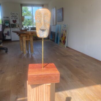 Skulptur mit dem Titel "Rustic face" von Bas Van Dam, Original-Kunstwerk, Metalle