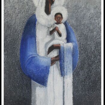 Pintura titulada "Motherly Love - A P…" por Basil Cooray, Obra de arte original, Acrílico Montado en Bastidor de camilla de…