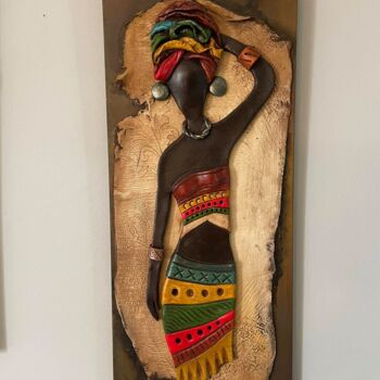 Scultura intitolato "AFRICA" da Basileios Markopoulos, Opera d'arte originale, Olio Montato su Telaio per barella in legno