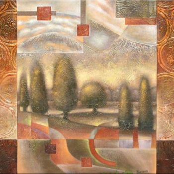 Painting titled "Abstract landscape" by Natalia Basova, Original Artwork