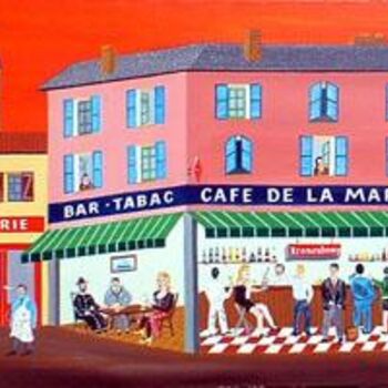 Картина под названием "Bar de la marine" - Michel Breuil, Подлинное произведение искусства