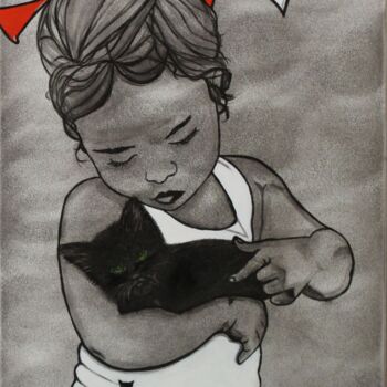 Pintura intitulada "ALICE AND THE CAT" por Batli, Obras de arte originais, Acrílico