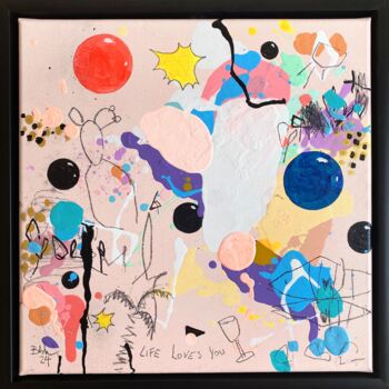 Painting titled "Life Loves You No.1" by Beate Garding Schubert, Original Artwork, Acrylic Mounted on Wood Stretcher frame