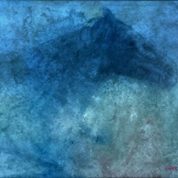 Peinture intitulée "bleu camargue" par Béatrice Farge, Œuvre d'art originale, Huile Monté sur Panneau de bois