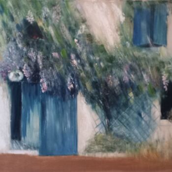 제목이 "maison de vacances"인 미술작품 Béatrice Farge로, 원작, 기름 나무 들것 프레임에 장착됨