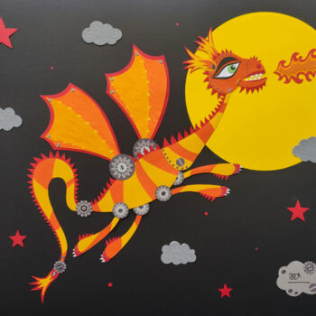 Collages titled "Sirius, le dragon d…" by Beatrice Sartori, Original Artwork, Collages
