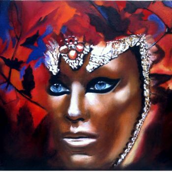 Painting titled "Coiffe du carnaval…" by Aurore Alexis, Original Artwork, Oil