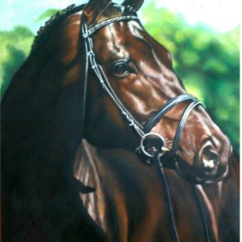 Malarstwo zatytułowany „Le cheval de course” autorstwa Aurore Alexis, Oryginalna praca, Olej
