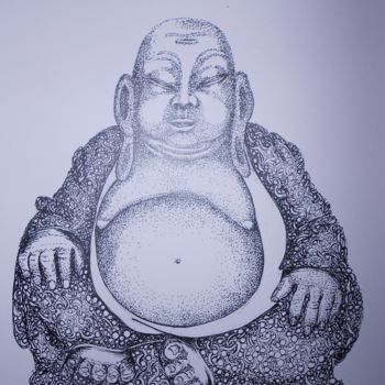 Drawing titled "BOUDDHA ©" by Bega, Original Artwork, Ink