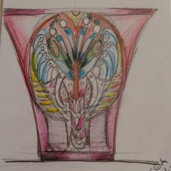 Drawing titled "L'éléphant rose ©" by Bega, Original Artwork, Watercolor