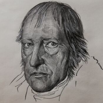 Drawing titled "Hegel" by Bekir İSlam, Original Artwork, Graphite