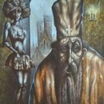 Schilderij getiteld "Страх / The Awe" door Bela Lebedeva, Origineel Kunstwerk, Acryl
