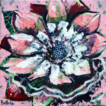 Painting titled "Strong flower 6" by Bellule' Art, Original Artwork, Acrylic Mounted on Wood Stretcher frame