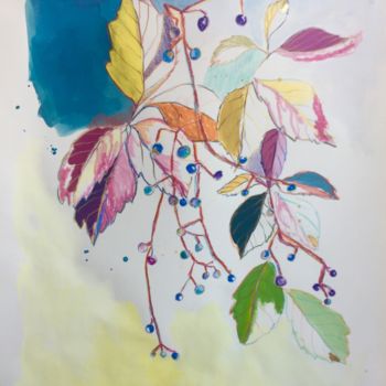 Desenho intitulada "Flower Power 7" por Benedicte Caillat, Obras de arte originais, Guache