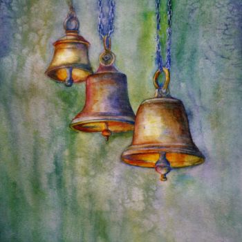 Pintura intitulada "Campanas" por Benilde, Obras de arte originais, Aquarela