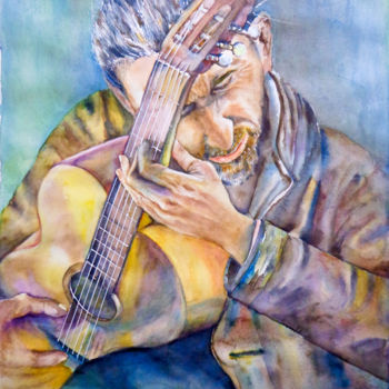 "Guitarrista" başlıklı Tablo Benilde tarafından, Orijinal sanat, Suluboya